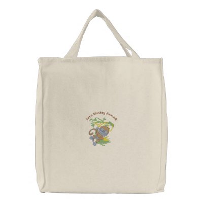 Adorable Customisable Monkey Tote Bags by naturetees