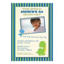 Adorable Dinosaur Birthday Party Invite (blue)
