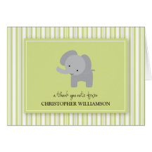 Adorable Elephant Kids Thank-You Card (green)