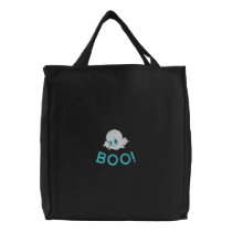 Adorable Ghost Embroidered Tote Bag