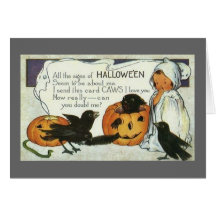 Adorable Ghost Vintage Halloween Note Card