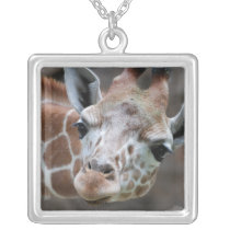 Adorable Giraffe Sterling Silver Necklace