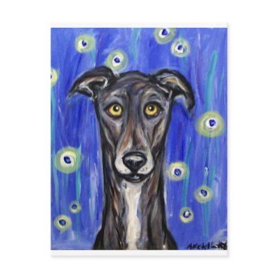 Adorable Greyhound portrait Postcard by zadajeanne