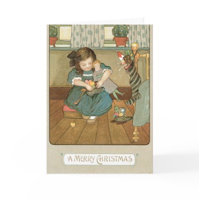 Adorable Kids Christmas Card Vintage Design by xmasstore