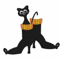 Adorable Kitty in the Boot Embroidered Polo Shirt