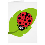 Adorable Ladybug on a Leaf Card