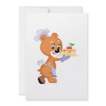 adorable little baker bakery bear with cake custom announcement