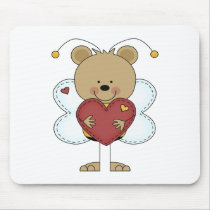 adorable little bumble bear holding a love heart mousepad