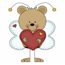 adorable little bumble bear holding a love heart photo sculptures