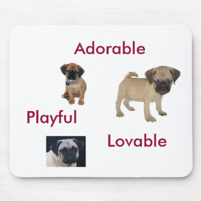 Adorable, Loveable, Playful Puggle Mousepad by rkelleh