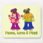 Adorable Peace, Love and Pugs Mousepad