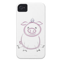 Adorable Pig and Bird iPhone 4 Case-Mate Case