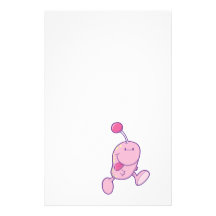 adorable pink goofball monster stationery