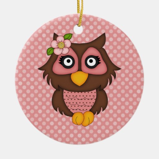 Adorable Pink Retro Owl Tees and Gifts Ornaments