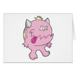 adorable pink tongue chomper monster greeting cards