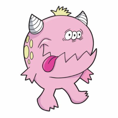 adorable pink tongue chomper monster photo cut outs by monster_madhouse