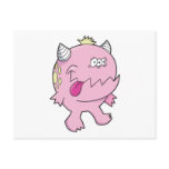 adorable pink tongue chomper monster post card