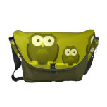 Adorable Retro Owls Green Messenger Bag