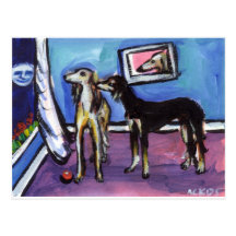 Adorable Saluki moon design Post Cards