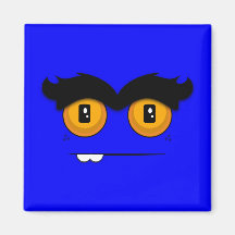 Adorable Unibrow Monster With an Overbite (Blue) Refrigerator Magnets