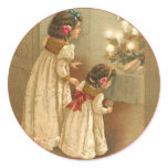 Adorable Victorian Illustration of Two Girls stickers