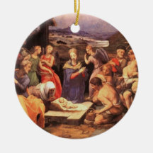 Adoration by the Shepherds by Bronzino Christmas Tree Ornaments