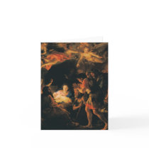 Adoration of shepherds w angels greeting card