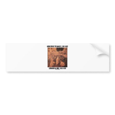 Adoration Of The Magi (Leonardo da Vinci) Bumper Sticker by wordsunwords