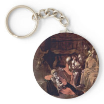 Adoration Of The Shepherds By Michelangelo Merisi Keychain
