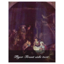 Adoration Of The Shepherds By Rembrandt Harmensz. Flyer Design