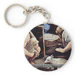 Adoration Of The Shepherds Detail By Guido Reni Keychain