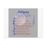 Adriana Acrostic postcards