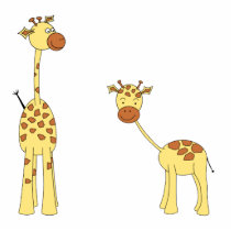 Adult and Baby Giraffe. Cartoon Photo Cut Out