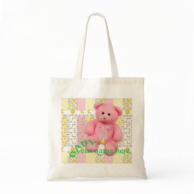 Adult Baby Pastel Bear and Bottle Canvas Bag by uniqueandkinky