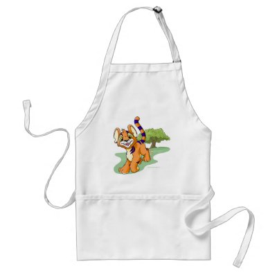 Adventurous orange Kougra on Mystery Island Apron by neopets