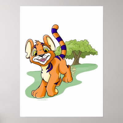 Adventurous orange Kougra on Mystery Island Print by neopets