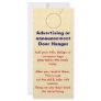 Advertising DOOR HANGER promotion tags Custom Rack Card