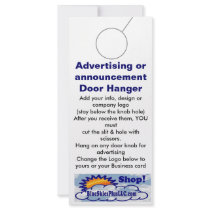 Advertising DOOR HANGER promotion tags Custom Rack Card