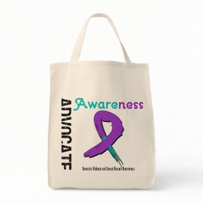 Advocate Awareness Grunge Ribbon Domestic Violence Tote Bag by giftsforawareness