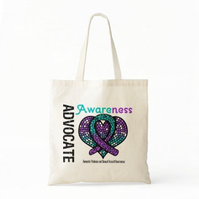 Advocate Awareness Mosaic Heart Domestic Violence Tote Bags by giftsforawareness