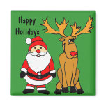 AE- Happy Holidays Santa and Reindeer Magnet