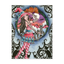 Aelita and Jax - Witch and Cat Postcard