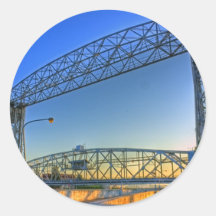 Aerial Lift Bridge Round Stickers