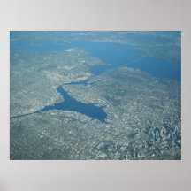 Aerial view Seattle Lake Union Posters