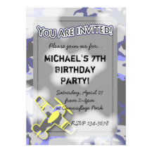 Aeroplane Camouflage Birthday Invitation