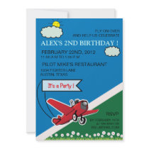Aeroplane Landing - kids birthday invitation
