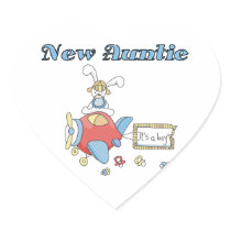 Aeroplane New Aunt of Boy T-shirts and Gifts Heart Sticker
