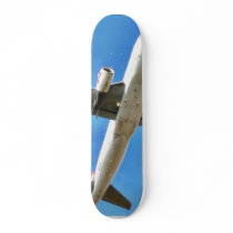 Aeroplane Takeoff On Blue Sky Skateboard Deck
