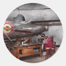 Aeroplane - The repair hanger Round Stickers