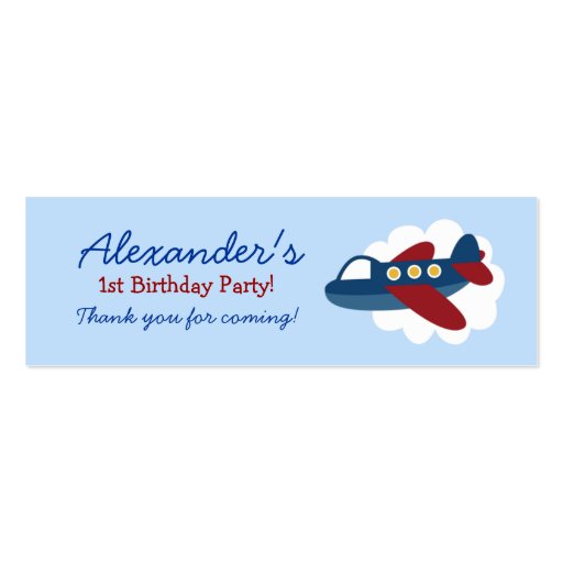 Aeroplane Transportation Birthday Favour Tag Business Card